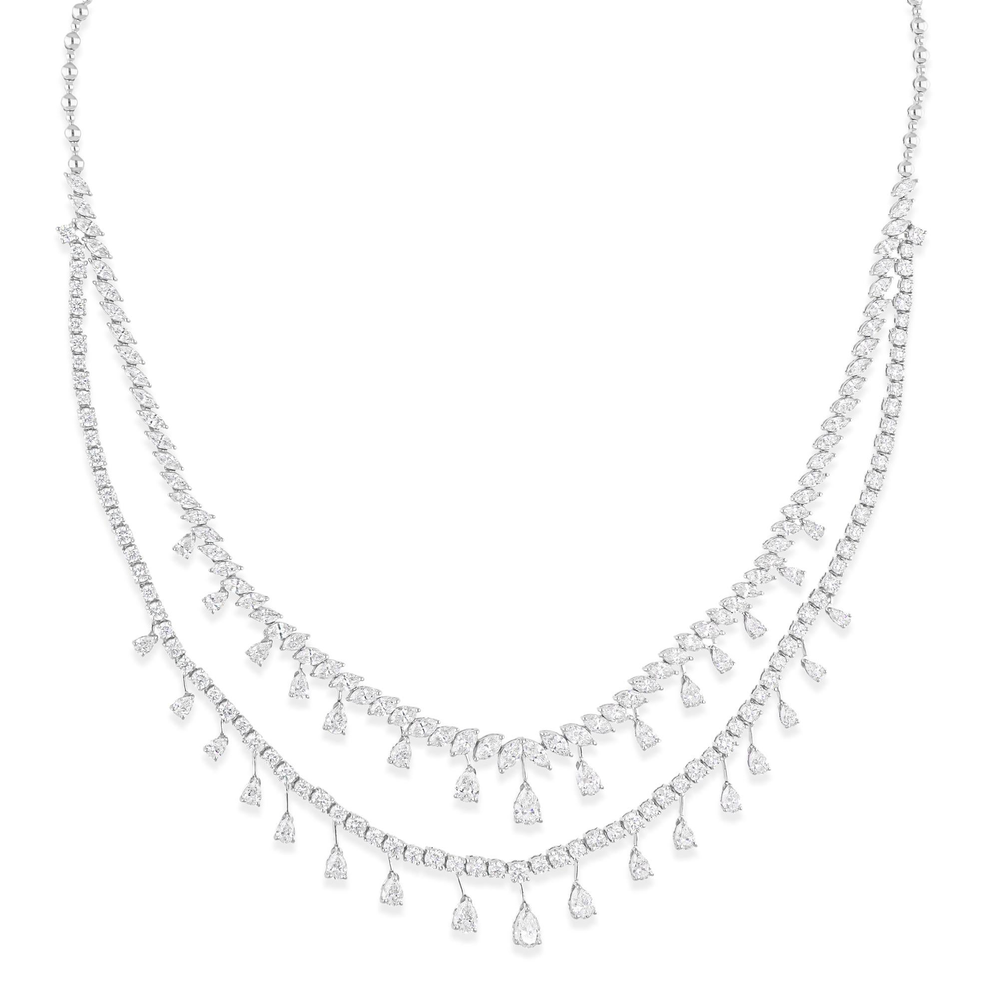 Diese exquisite Halskette ist aus 18 Karat Gold gegossen und mit 15,40 Karat funkelnden Diamanten besetzt.

FOLLOW SPECTRUM JEWELS Storefront, um die neueste Collection'S und exklusive Stücke zu sehen. Spectrum Jewels ist stolz darauf, ein Top
