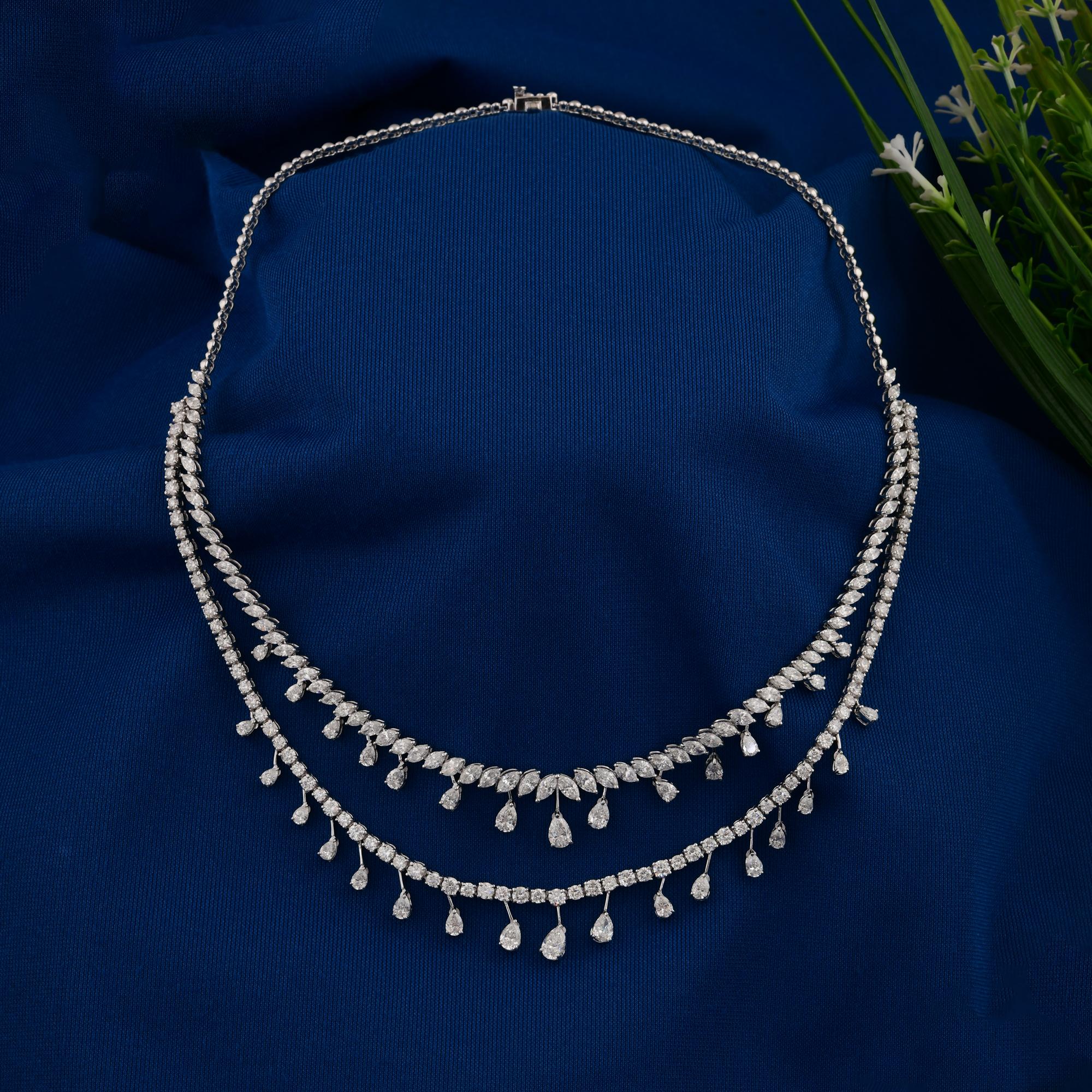 15.40 Carat SI Clarity HI Color Brilliant Cut Diamond Necklace Or blanc 18K en vente 1