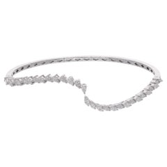 Marquise Pear Cut SI/H Diamond Wave Cuff Bridal Bracelet 18k White Gold Jewelry