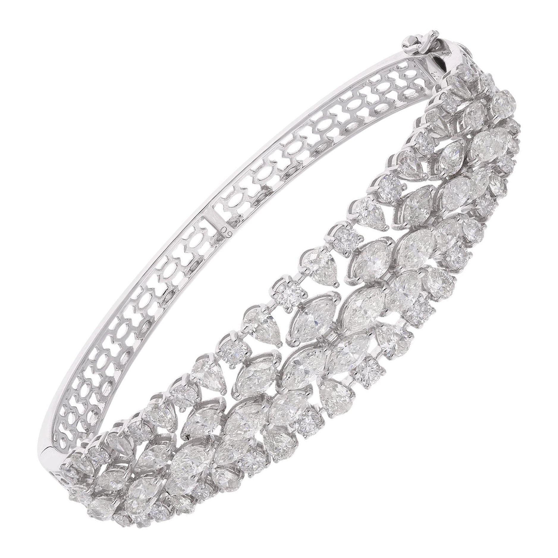Pulsera de diamantes marquesa y pera Oro blanco de 14 quilates Joyas hechas a mano