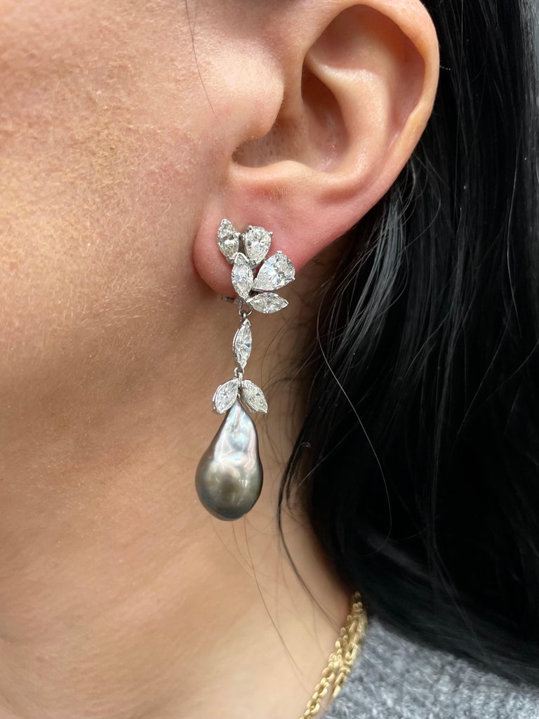 Pearl Marquise Long Drop Earrings main image 1