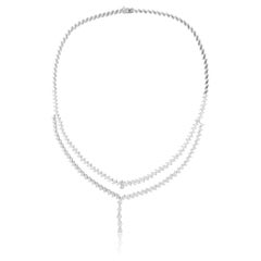 Marquise & Pear Diamond Lariat Necklace 18 Karat White Gold Handmade Jewelry
