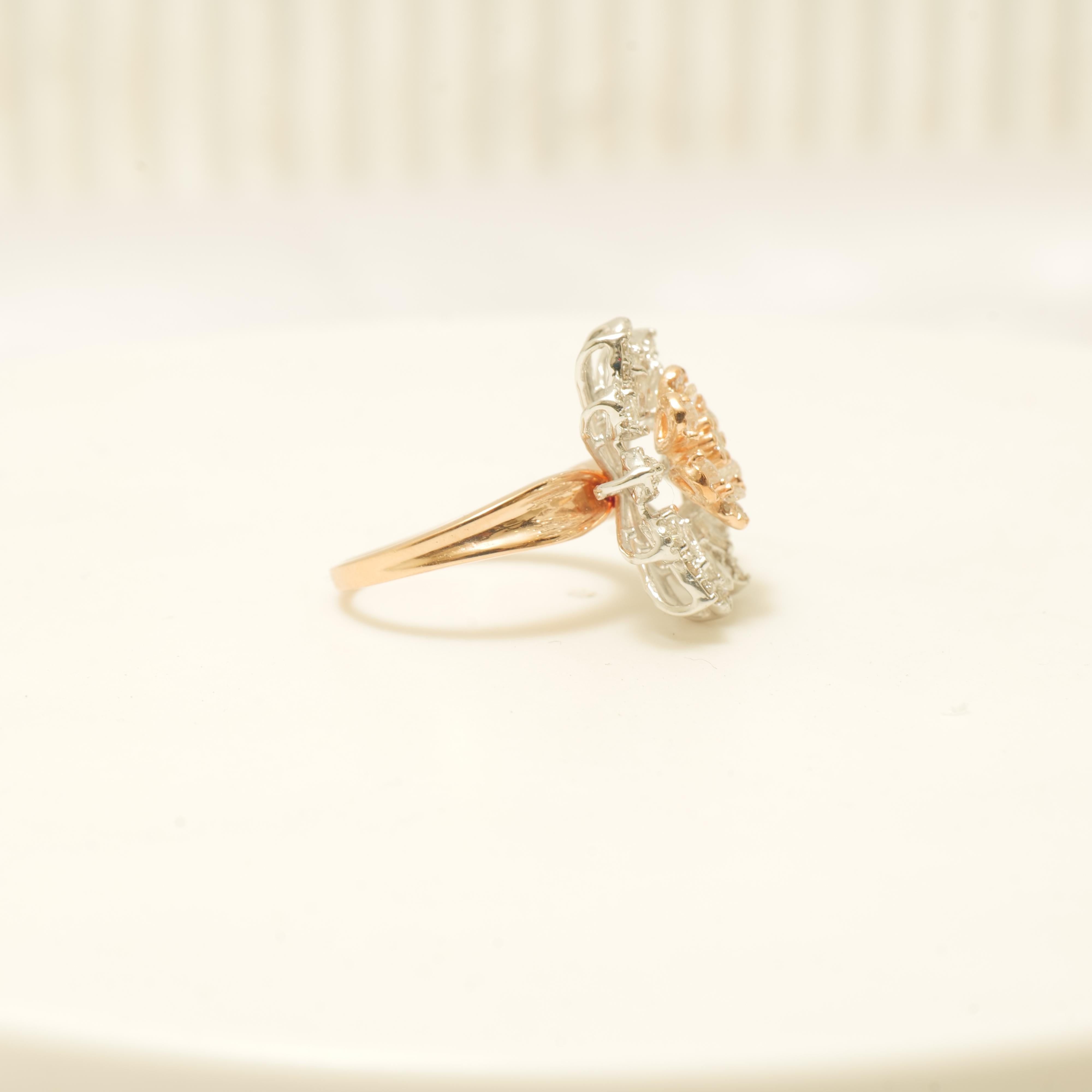 Marquise & Birne Diamanten Blume Diamant-Ring in 14K Solid Gold (zertifiziert) Damen im Angebot