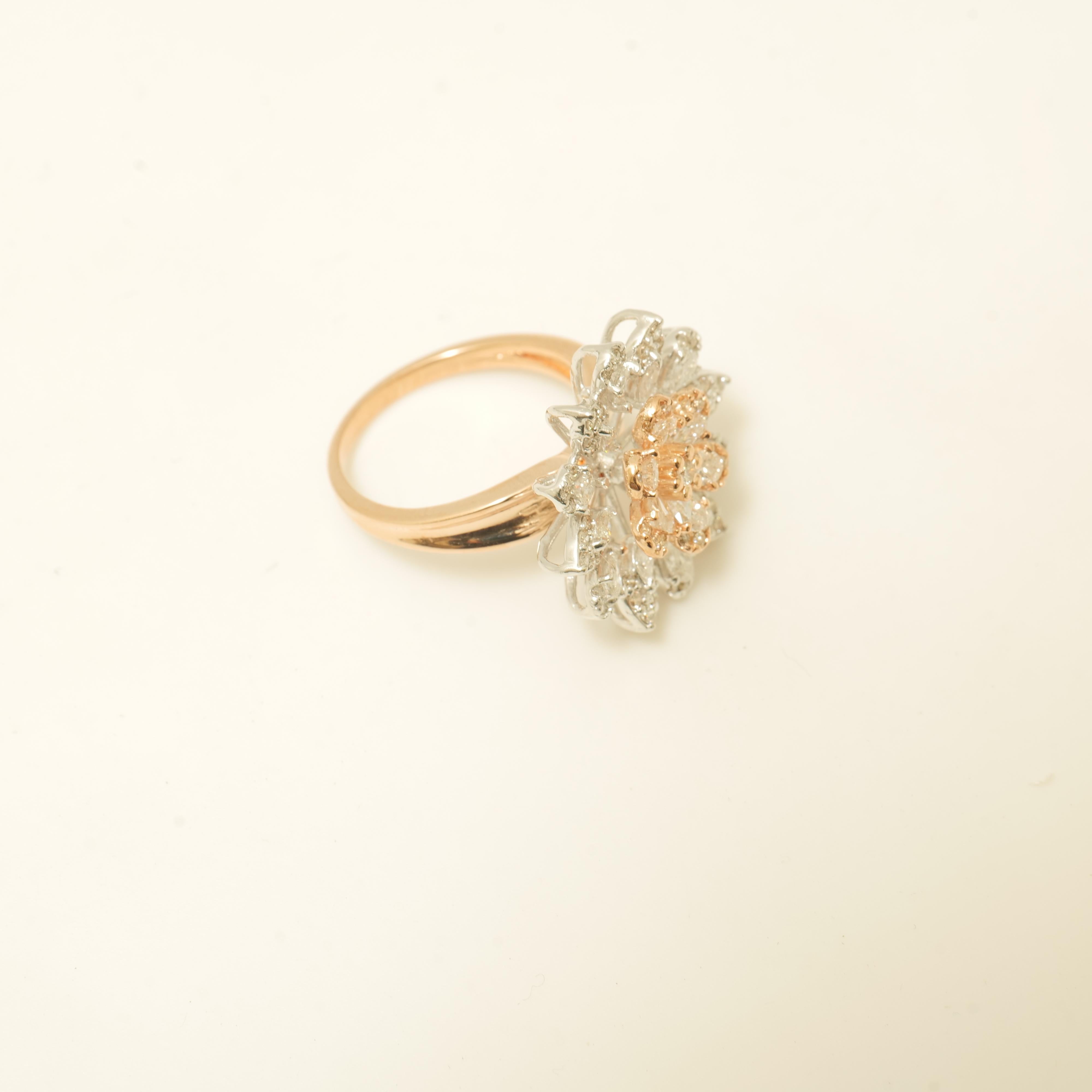 Marquise & Birne Diamanten Blume Diamant-Ring in 14K Solid Gold (zertifiziert) im Angebot 2