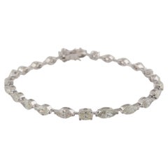 Marquise Pear Oval Diamond Tennis Bracelet 18 Karat White Gold Handmade Jewelry