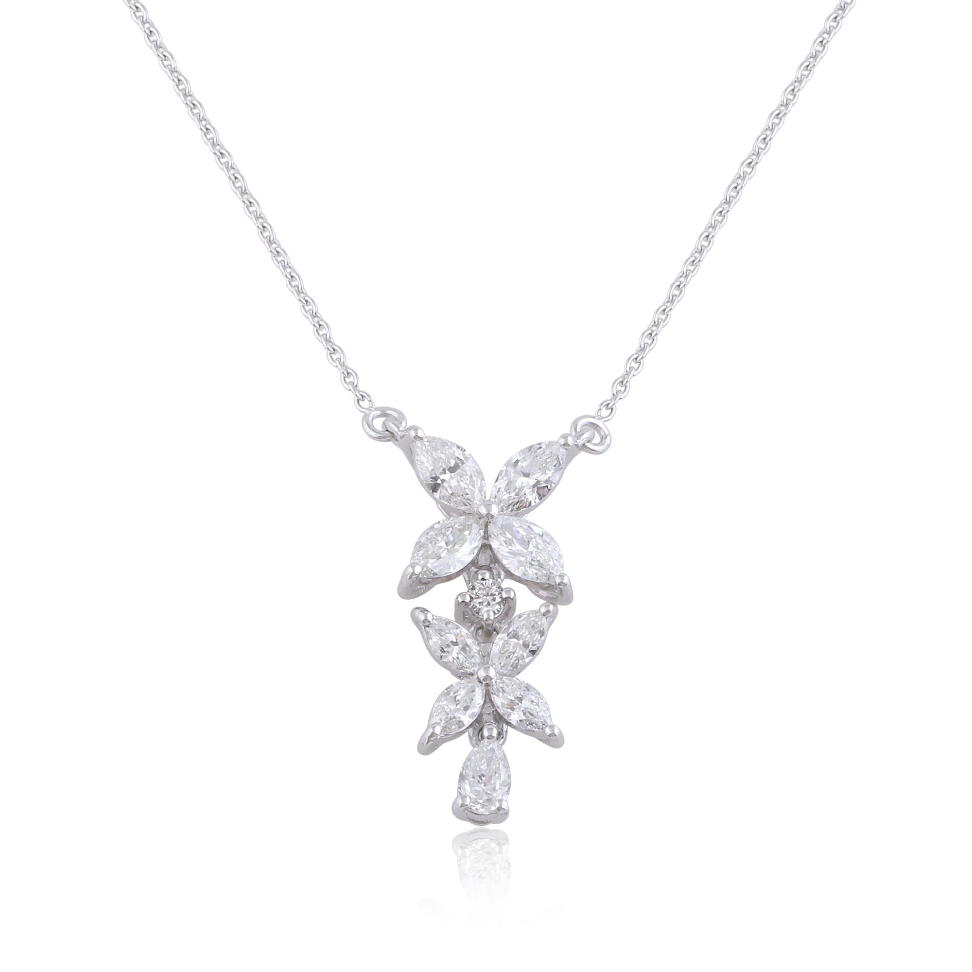 Indulge in the enchanting beauty of this marquise, pear, and round diamond charm pendant necklace, meticulously crafted in 18 karat white gold. This exquisite piece of jewelry showcases elegance, sophistication, and exceptional craftsmanship.

Code