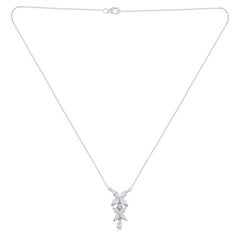 Marquise Pear & Round Diamond Charm Pendant Necklace 18 Karat White Gold Jewelry