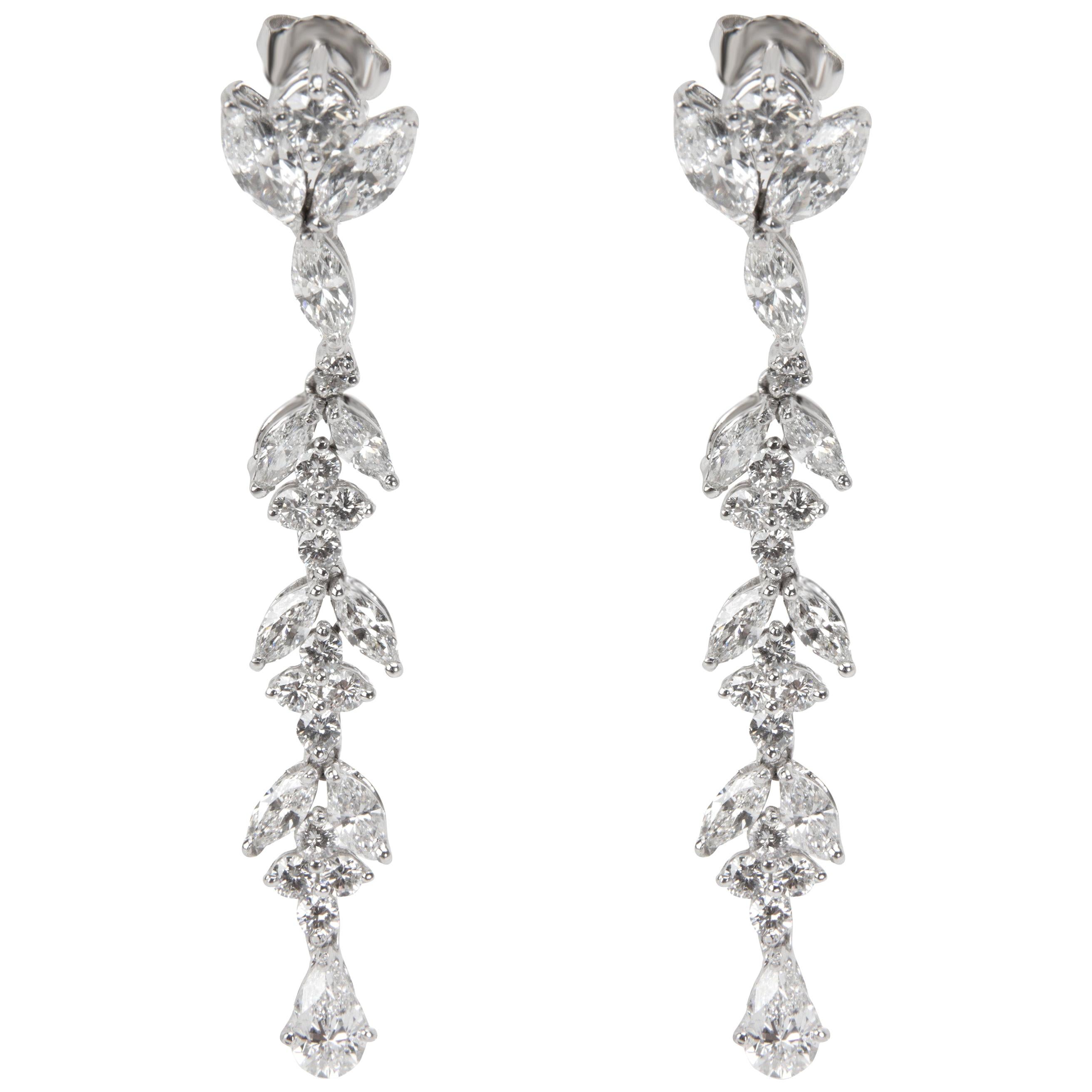 Marquise, Pear and Round Diamond Drop Earrings in Platinum '4.64 Carat'