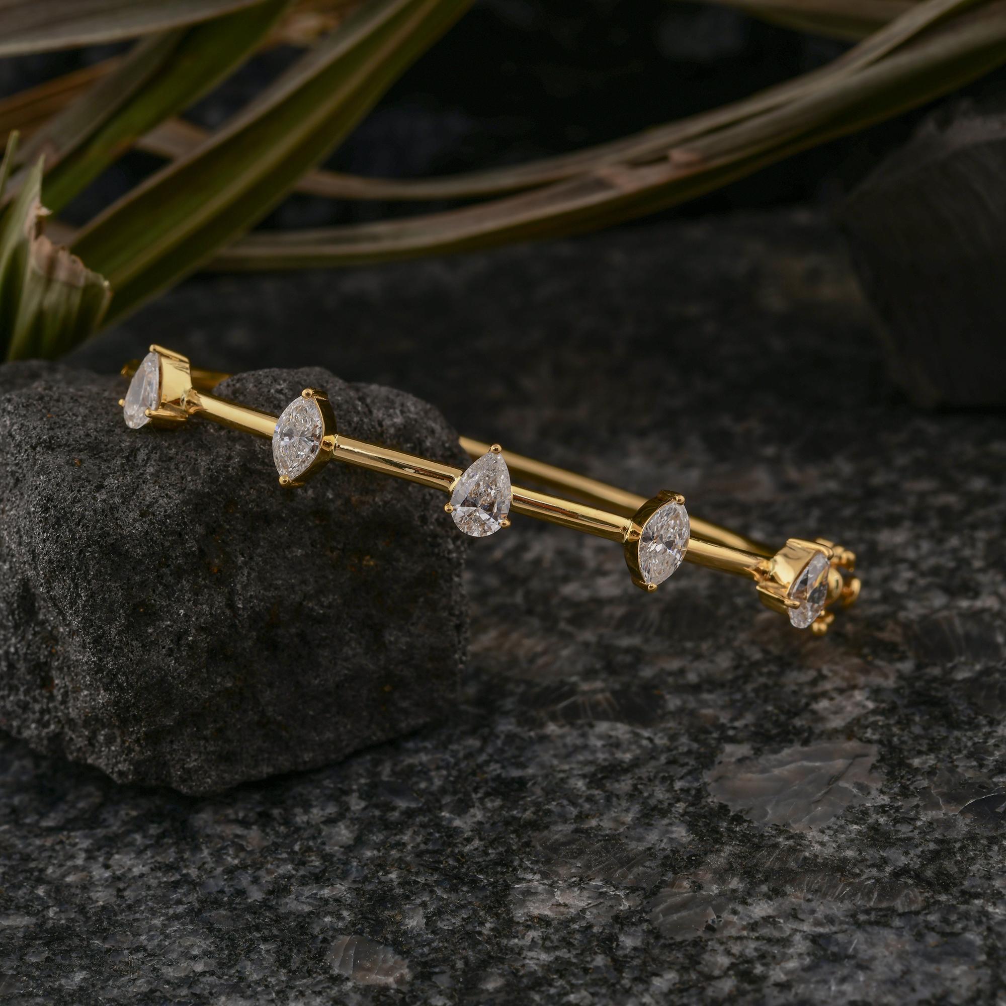 Bracciale con diamanti Marquise Pear SI/H in oro giallo 14 carati Alta Gioielleria in vendita 1