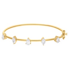 Marquise Pear SI/H Diamond Cuff Bracelet in 18 Karat Yellow Gold Fine Jewelry
