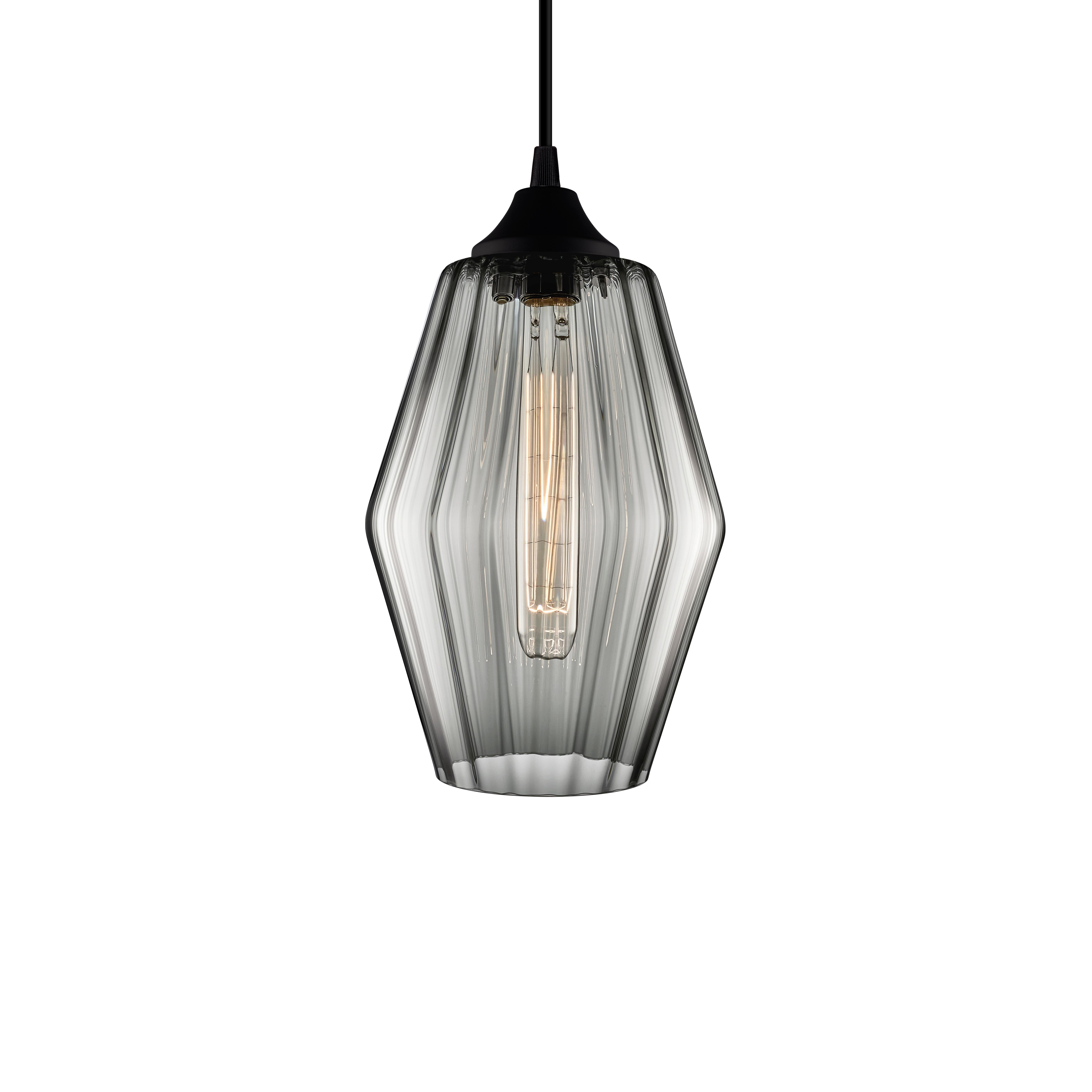 Contemporary Marquise Petite Amber Optique Handblown Modern Glass Pendant Light, Made in USA