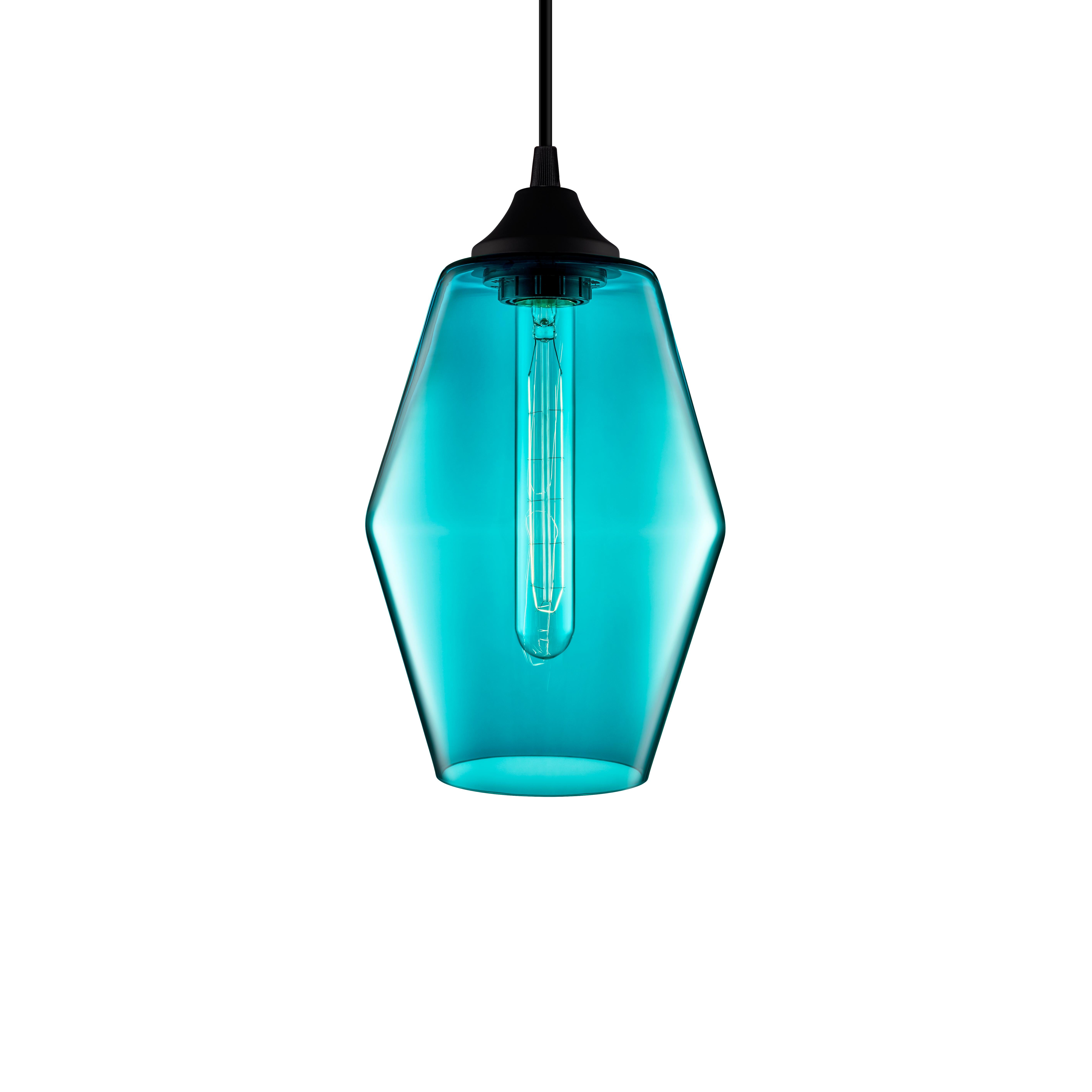 Blown Glass Marquise Petite Crystal Handblown Modern Glass Pendant Light, Made in the USA For Sale