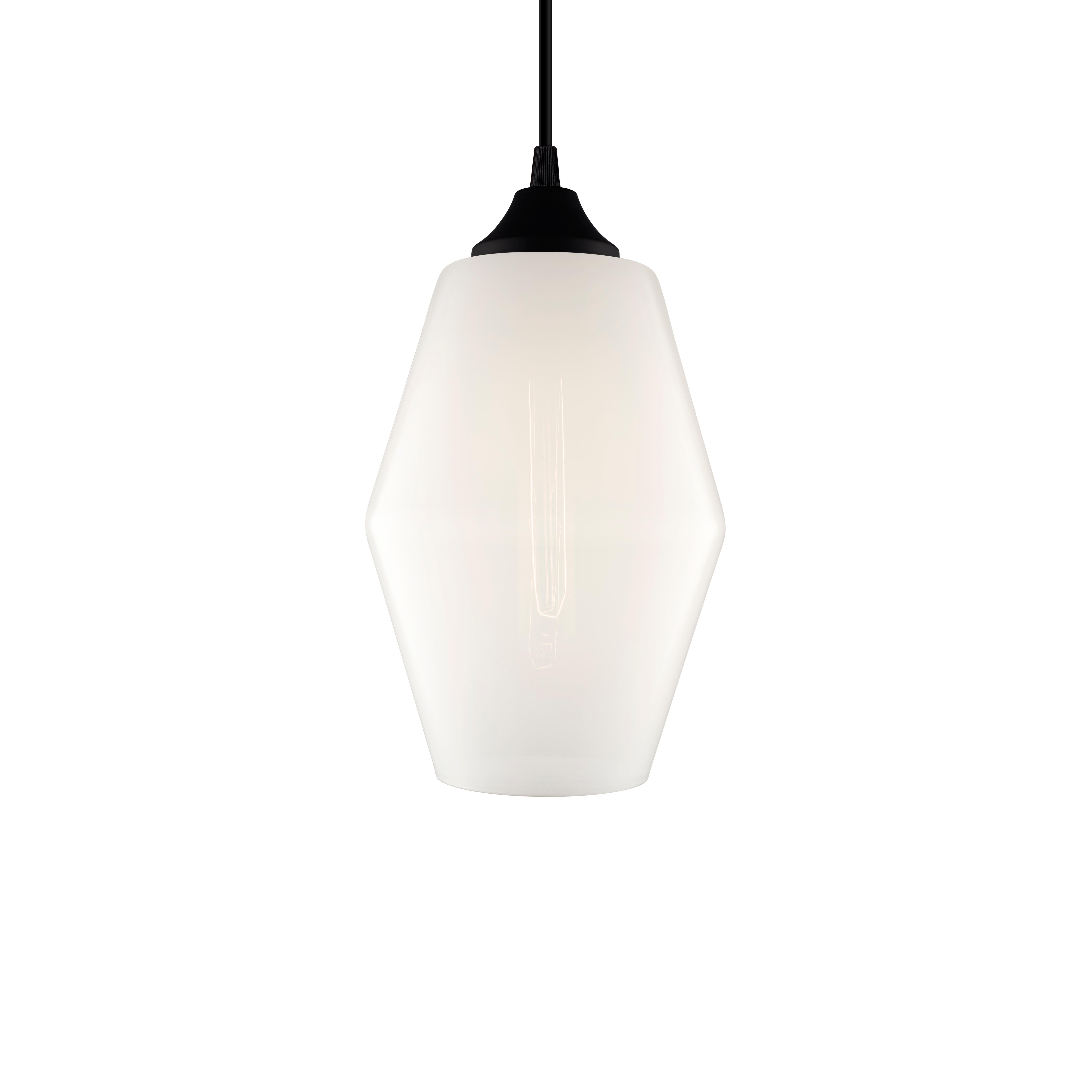Contemporary Marquise Petite Gray Handblown Modern Glass Pendant Light, Made in the USA For Sale