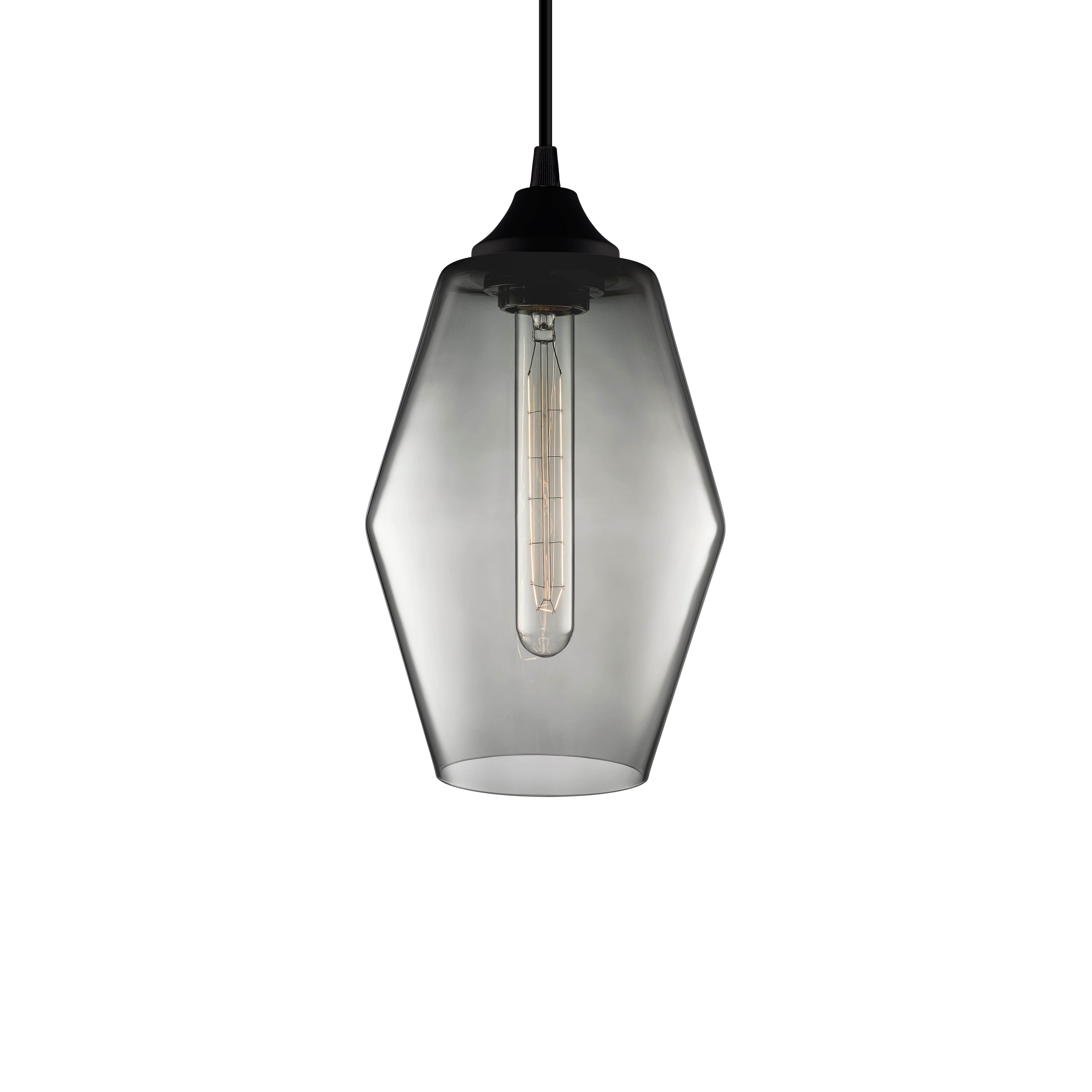 Marquise Petite Gray Handblown Modern Glass Pendant Light, Made in the USA