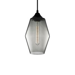 Marquise Petite Gray Optique Handblown Modern Glass Pendant Light, Made in USA