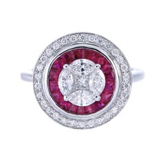 Marquise princess illusion with double halo of ruby &  diamond