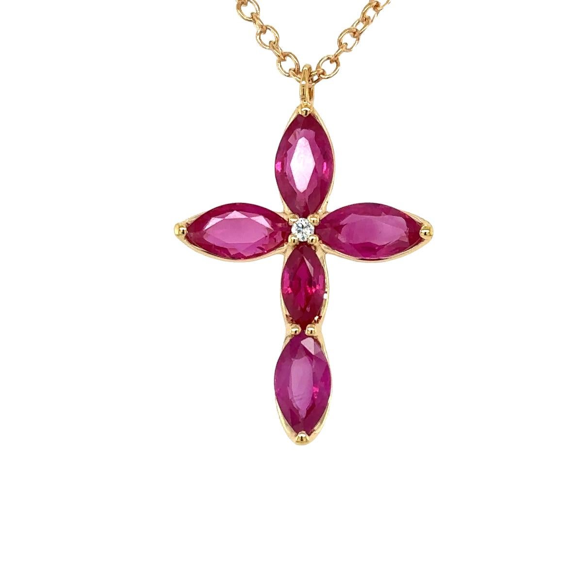 	TIMELESS Necklace Cross in rose gold 18Kt 6.70 gr with 5 Marquise Red Rubies in total 3.95 ct and diamonds G color VS clarity in total 0.03 ct

The Timeless Collection was inspired by the endless elegance and sophistication of classic high-jewelry,