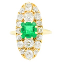 Marquise Ring, Emerald and Diamonds