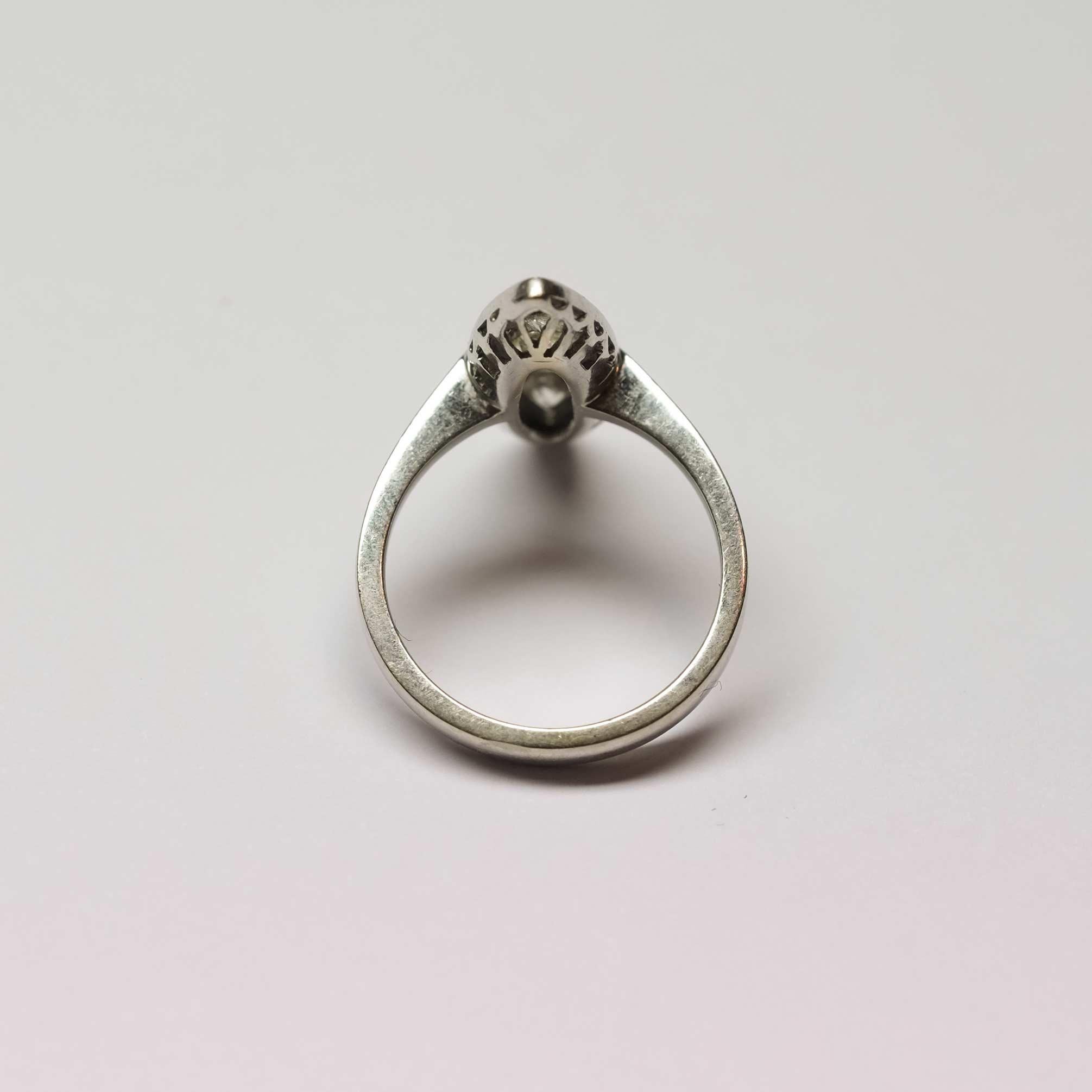 Women's Marquise Ring with Old Cut Diamonds For Sale
