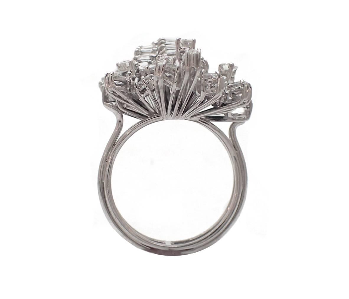 Women's Marquise, Round and Baguette Diamond Cocktail Ring For Sale