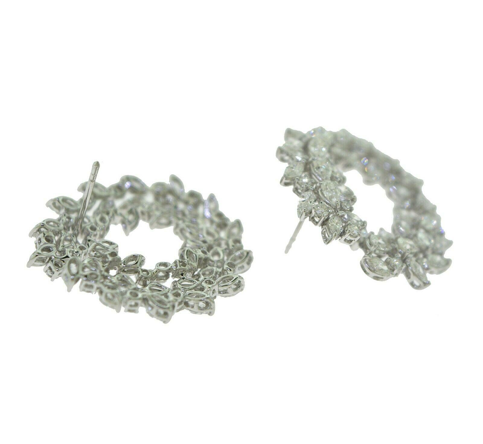 Round Cut Marquise, Round, and Pear Diamond Large Circle Cocktail Earrings in White Gold