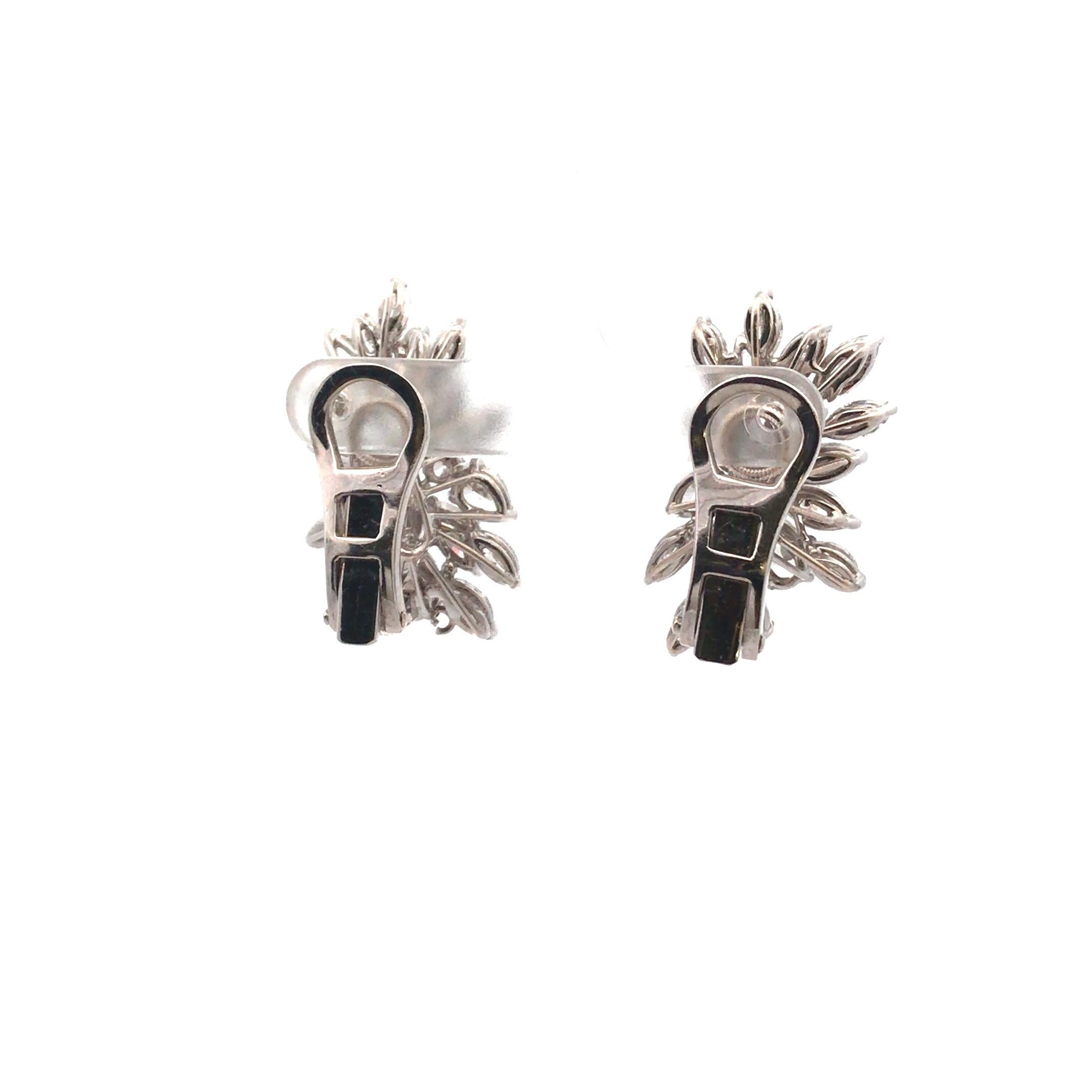 Marquise, Round and Pear Shaped Diamond Cluster Earrings For Sale 4