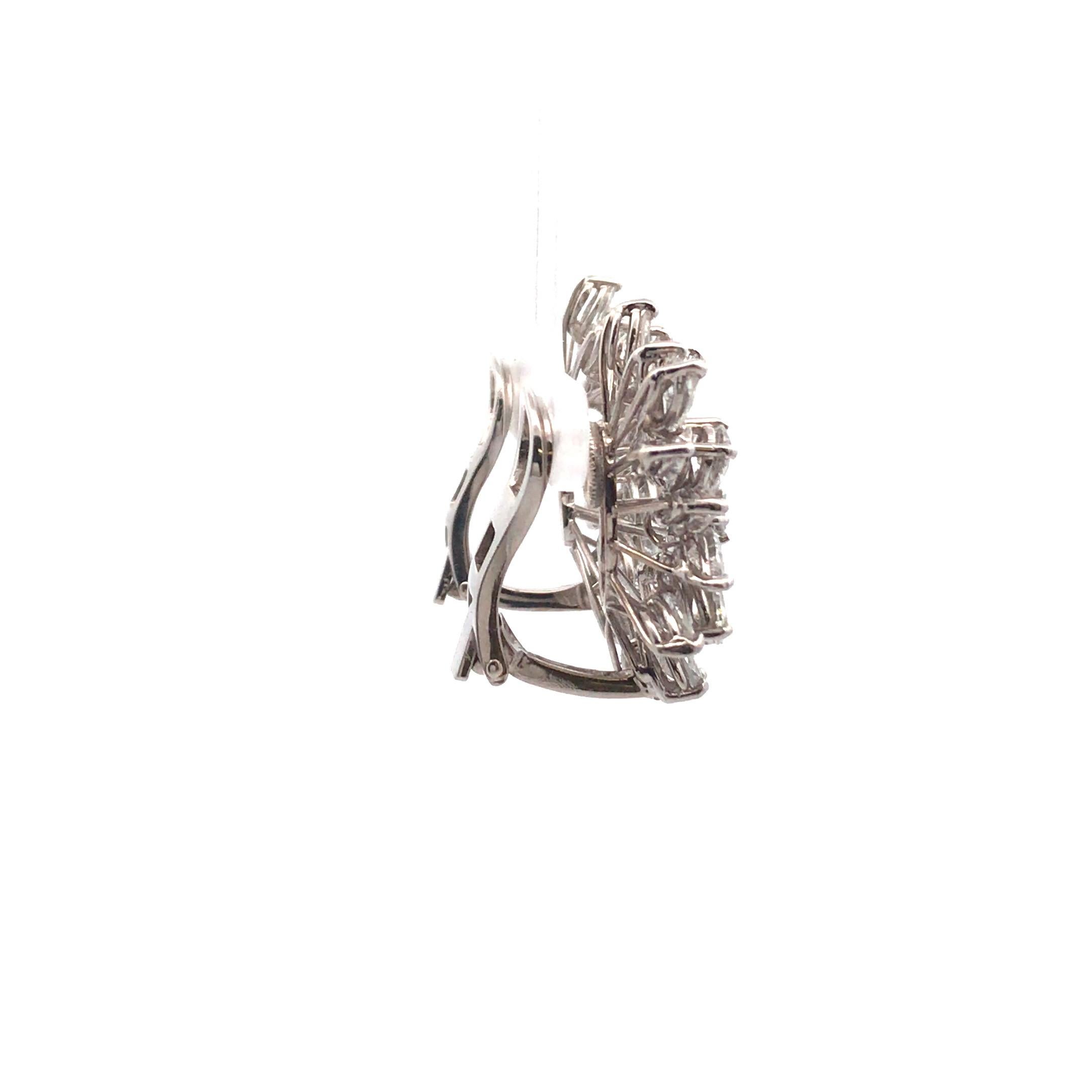 Marquise, Round and Pear Shaped Diamond Cluster Earrings For Sale 1