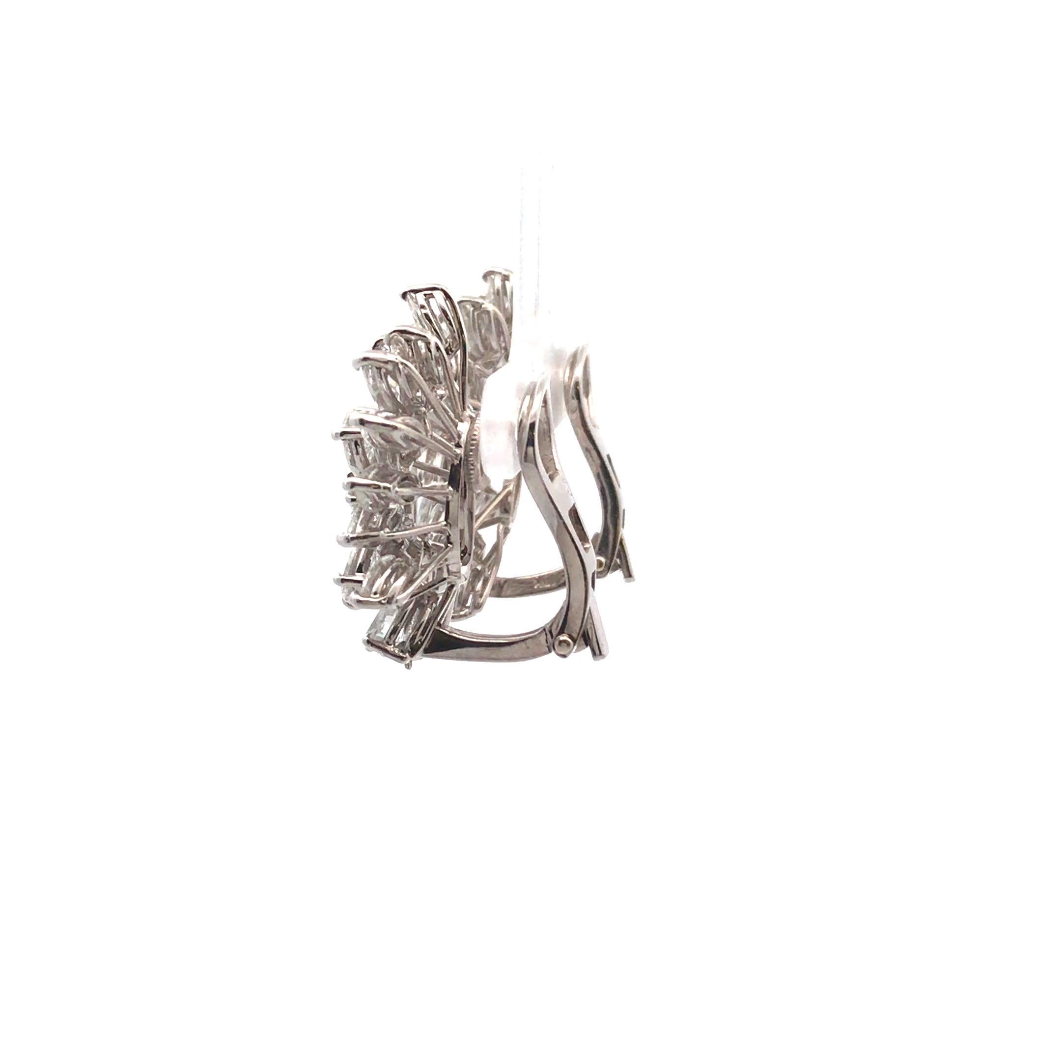 Marquise, Round and Pear Shaped Diamond Cluster Earrings For Sale 2
