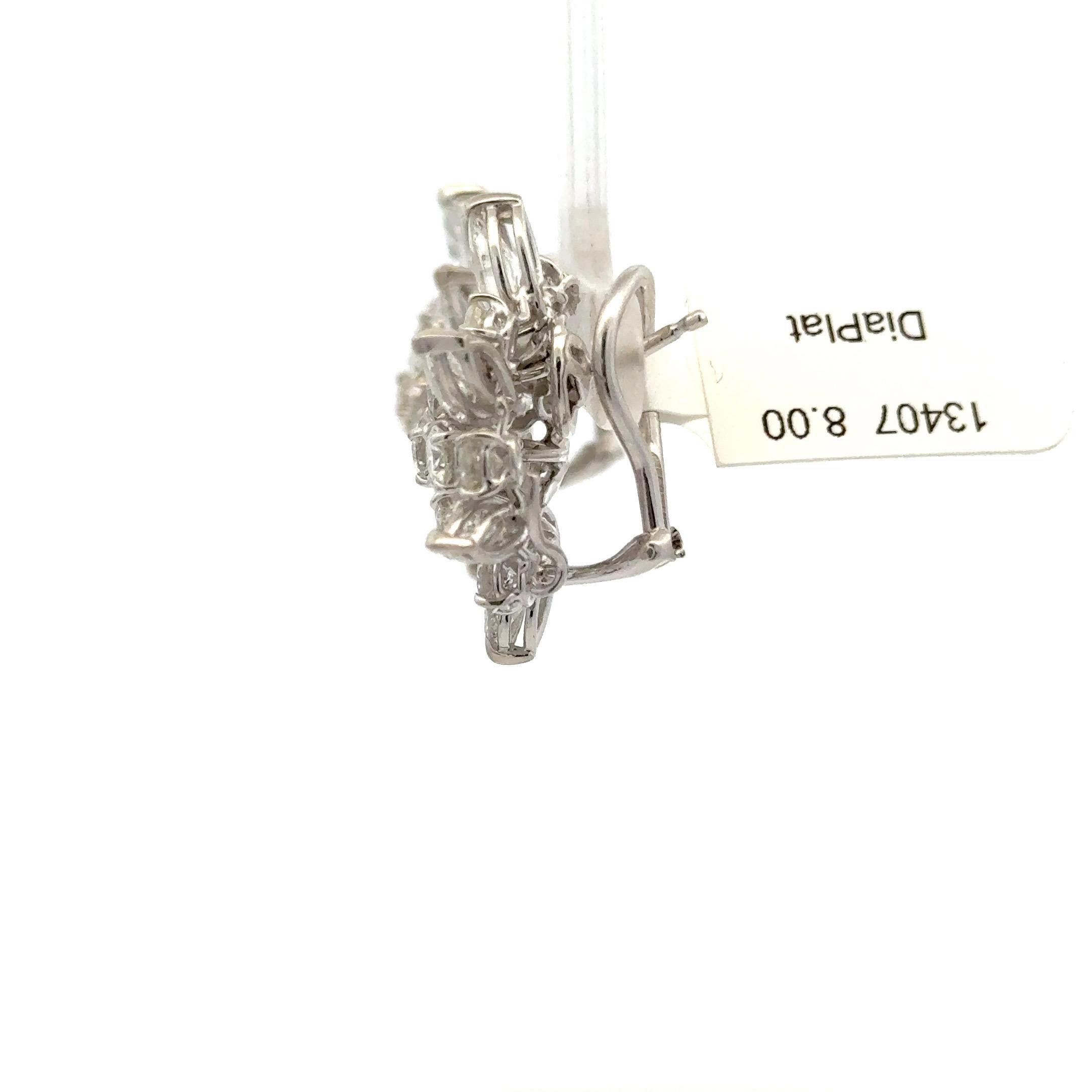 Marquise & Runde Brillant Diamant Cluster Ohrringe 8 Karat Platin im Zustand „Neu“ im Angebot in New York, NY
