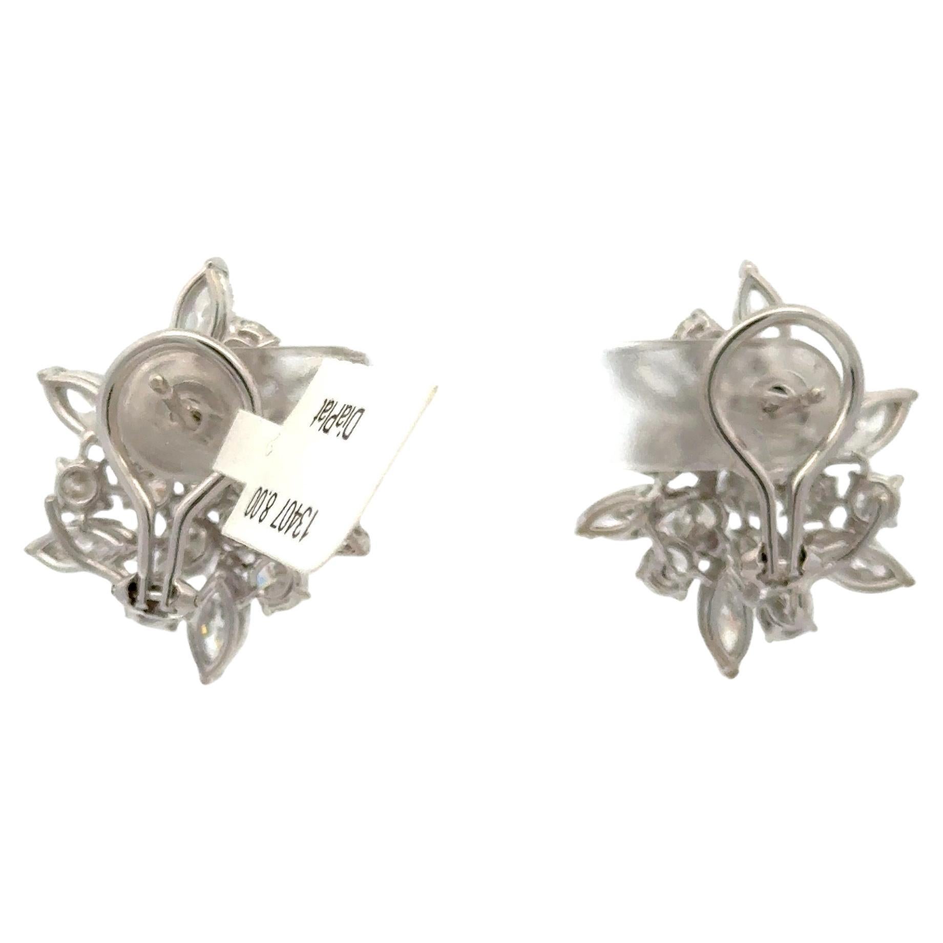 Marquise & Runde Brillant Diamant Cluster Ohrringe 8 Karat Platin für Damen oder Herren im Angebot