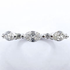 Marquise & Rundschliff Diamant Halb Ewigkeit Ehering in 18K Weißgold