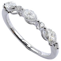 Marquise & Rundschliff Diamant Halb Ewigkeit Ehering in 18K Weißgold