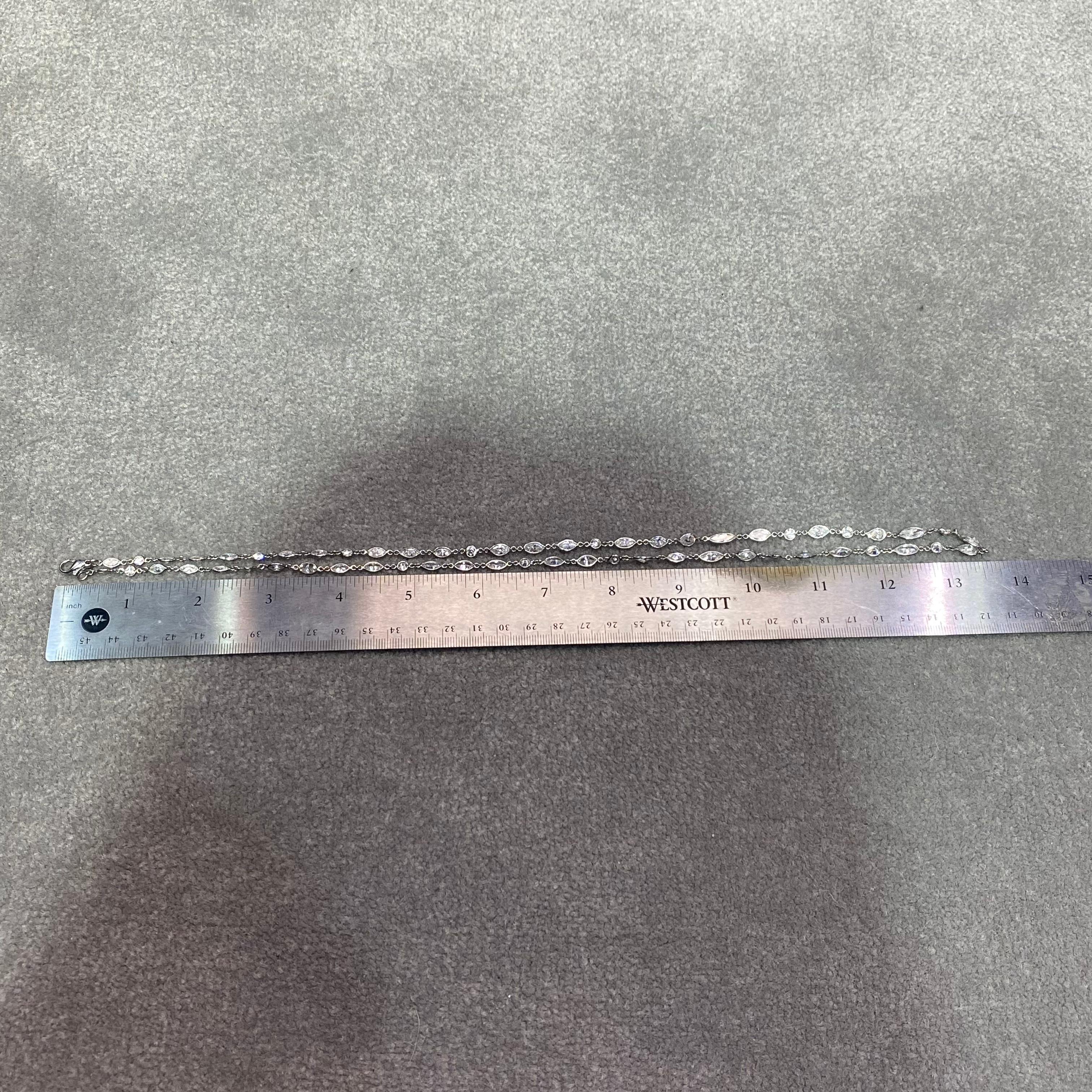 Collana a catena lunga con diamanti taglio marquise e rotondo in vendita 3