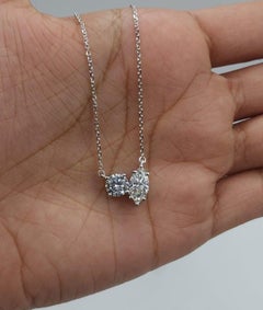 Marquise & Round Cut Moissanite Necklace 925 Sterling Silver 2 Stone Necklace.
