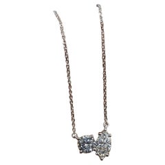 Marquise 
Round Cut Moissanite Necklace 925 Sterling Silver 2 Stone Necklace.