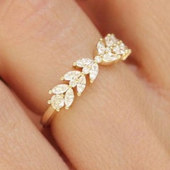 Marquise & Round Cut Moissanite Ring 925 Sterling Silver Flower Eternity Ring.