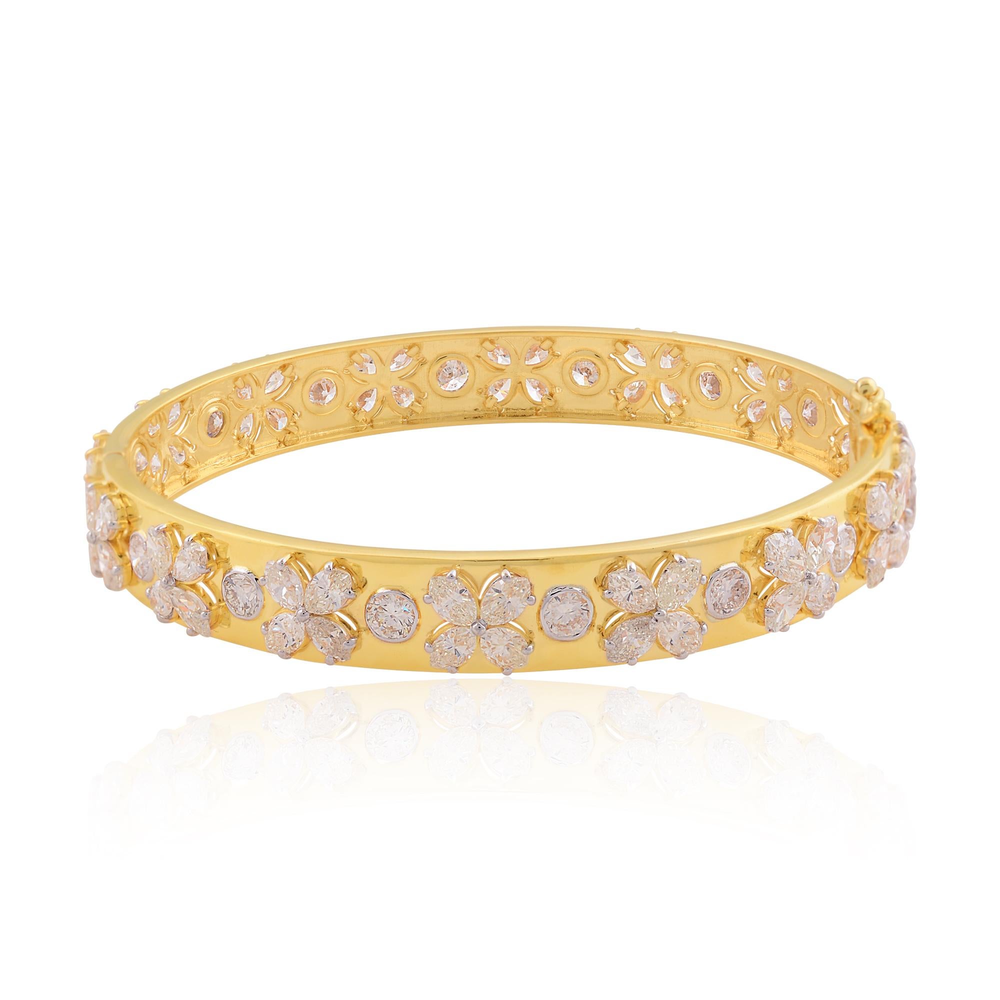 This stunning Diamond Clover Bangle is a luxurious and timeless accessory that will add a touch of elegance to any outfit. The bracelet features sparkling marquise & round diamonds set in 14k solid gold.

This is a perfect Gift for Mom, Fiancée,