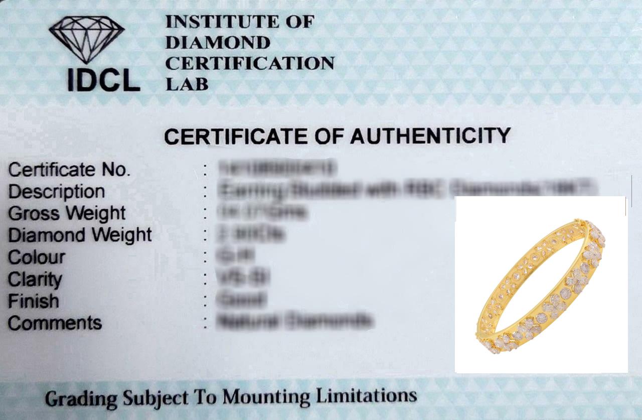Bracelet jonc en or jaune 14 carats avec diamants taille marquise et rond, fabrication artisanale en vente 2