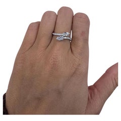 Marquise Round Diamond Bypass Ring 0.80 Carats 18 Karat White Gold