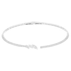 Marquise & Runde Diamant Manschette Choker Halskette 14 Karat Weißgold Feiner Schmuck