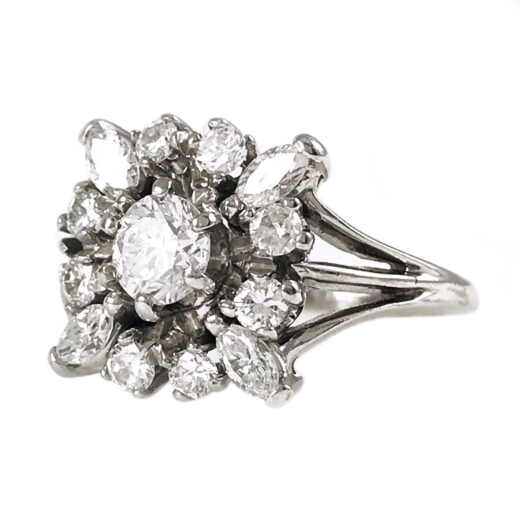 marquise and round diamond ring