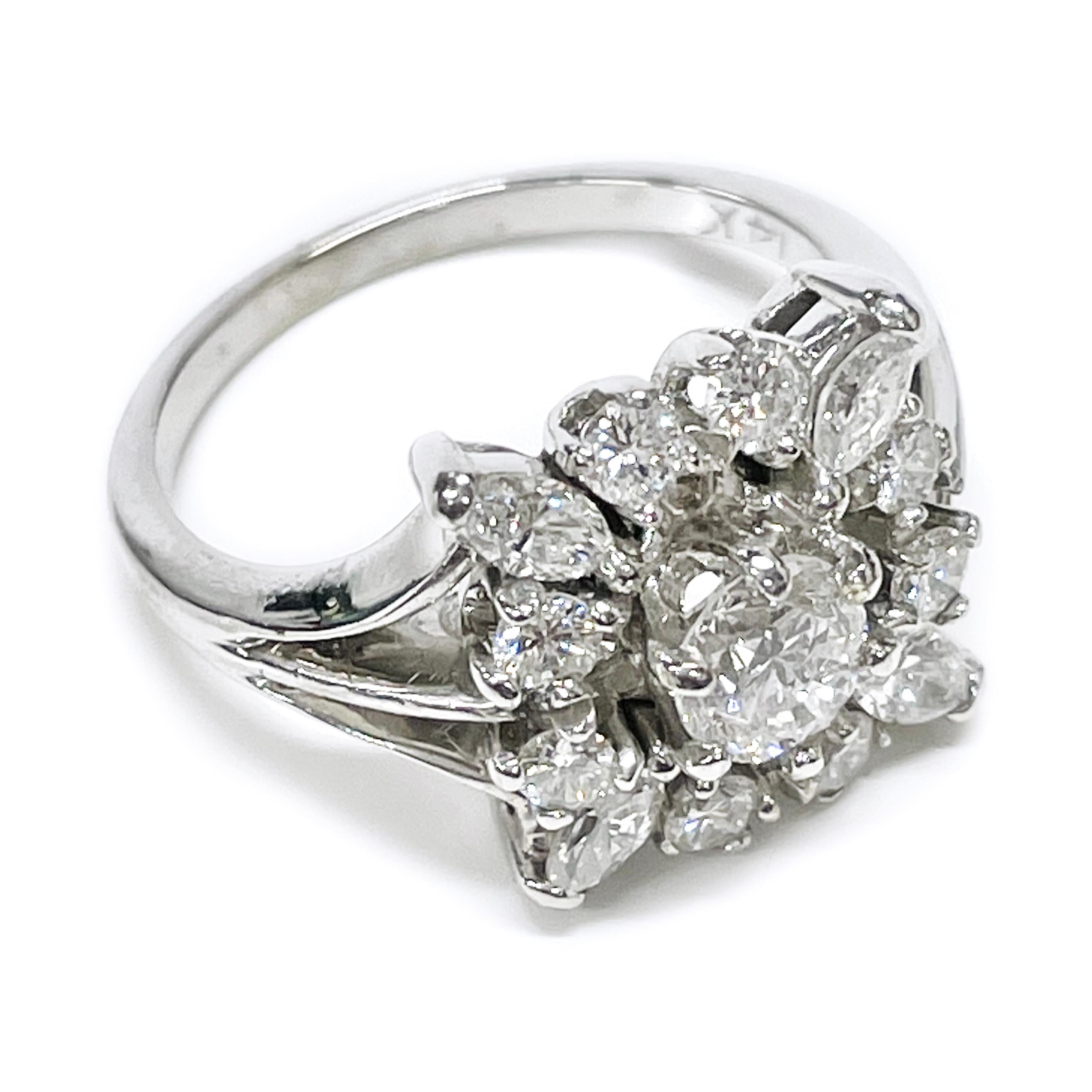 marquise and round engagement ring