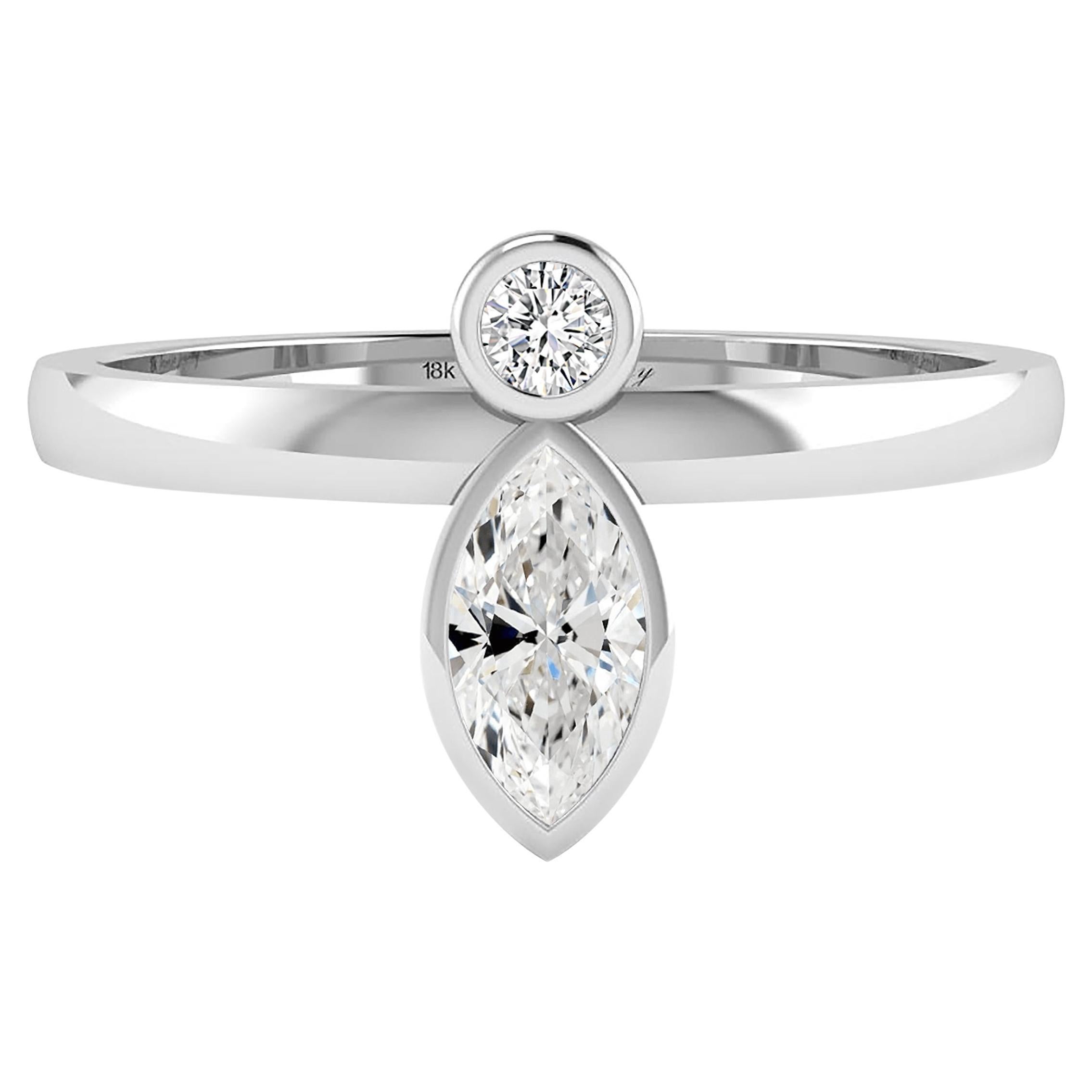 Tanisa Nahata Marquise & Round Diamond Ring in 18Karat White Gold