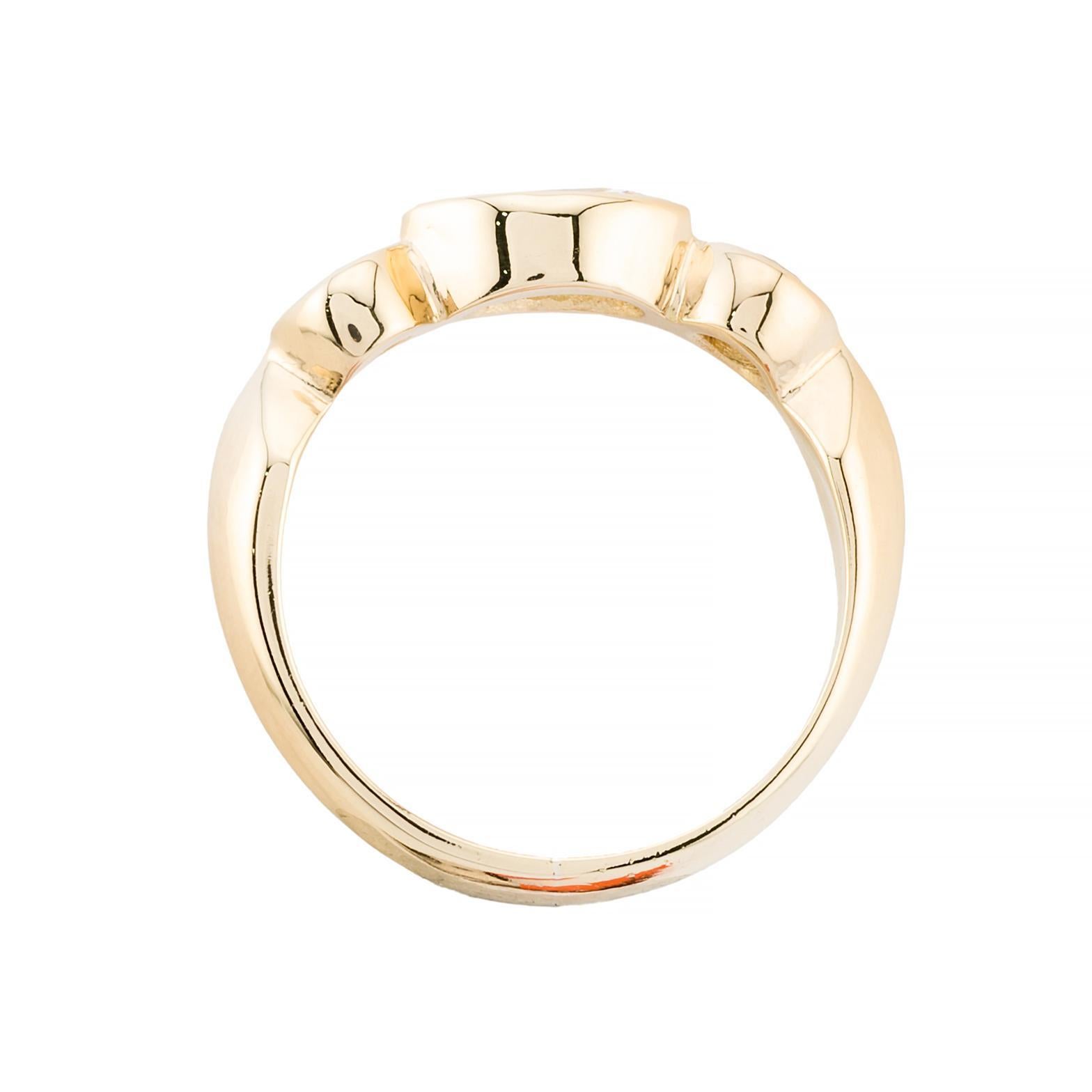 Women's Marquise & Round Diamond Three Stone Band Ring in 18K Yellow Gold