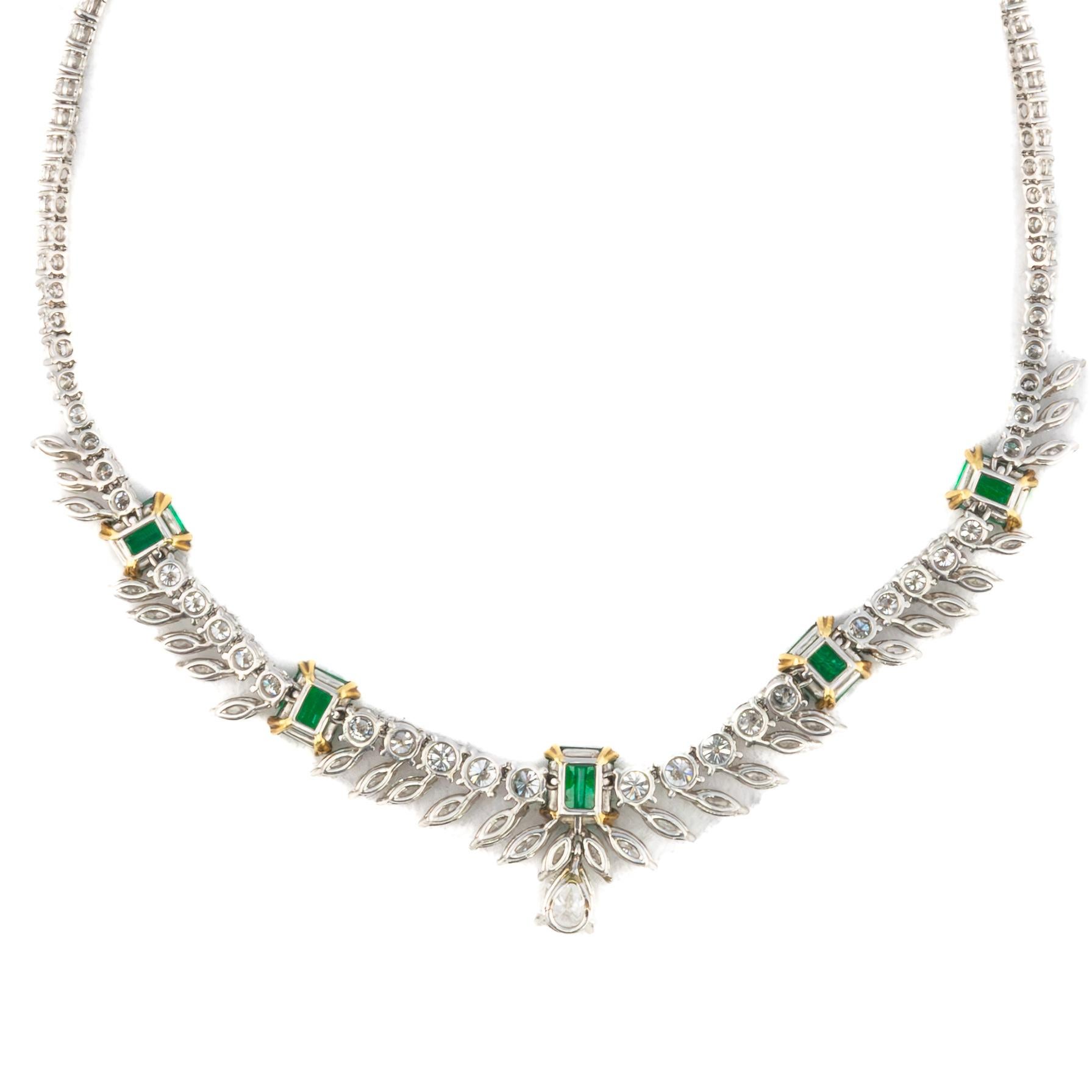 Marquise Diamanten im Rund- und Birnenschliff Halskette (Retro) im Angebot