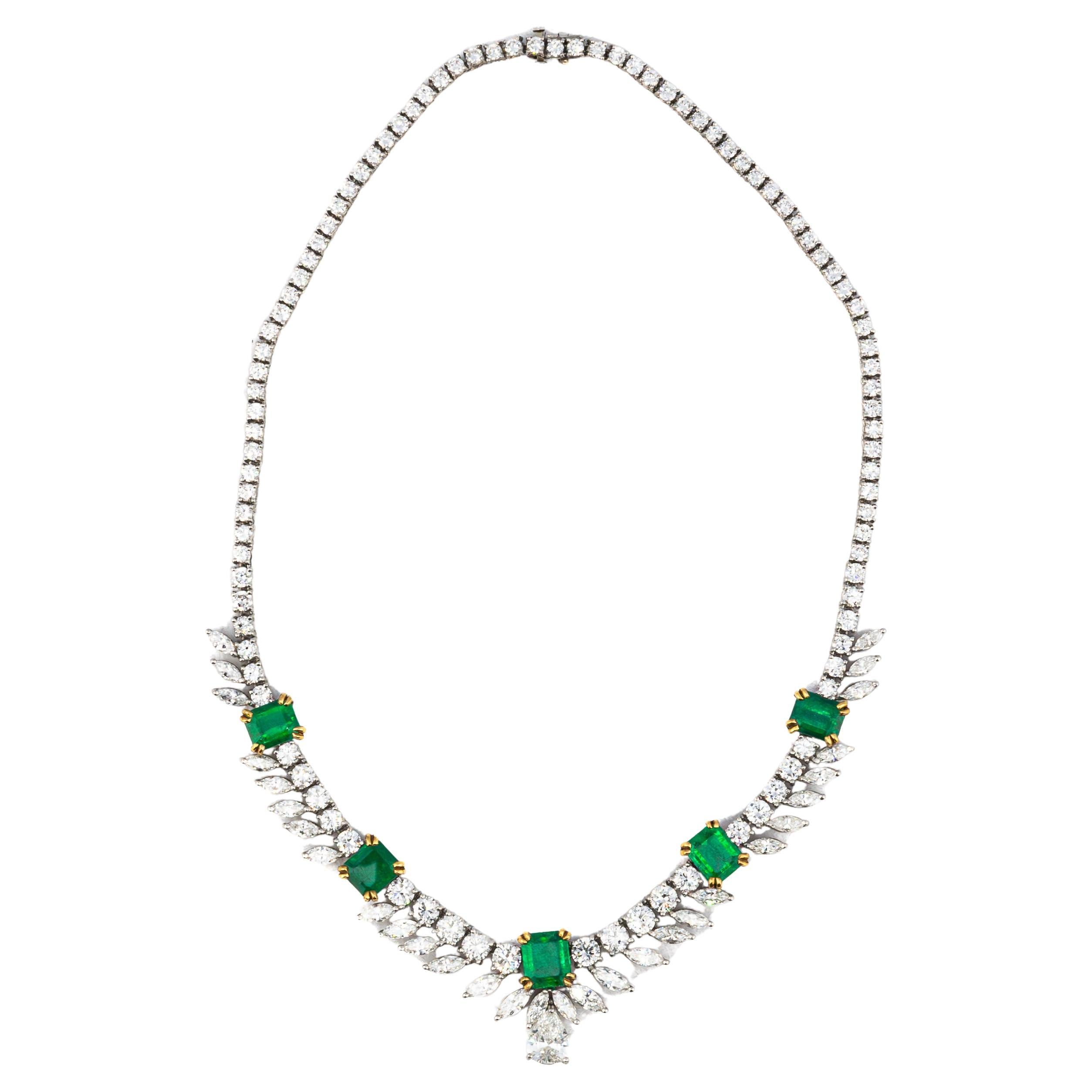 Marquise Round & Pear Cut Diamonds Necklace