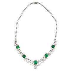 Marquise Round & Pear Cut Diamonds Necklace
