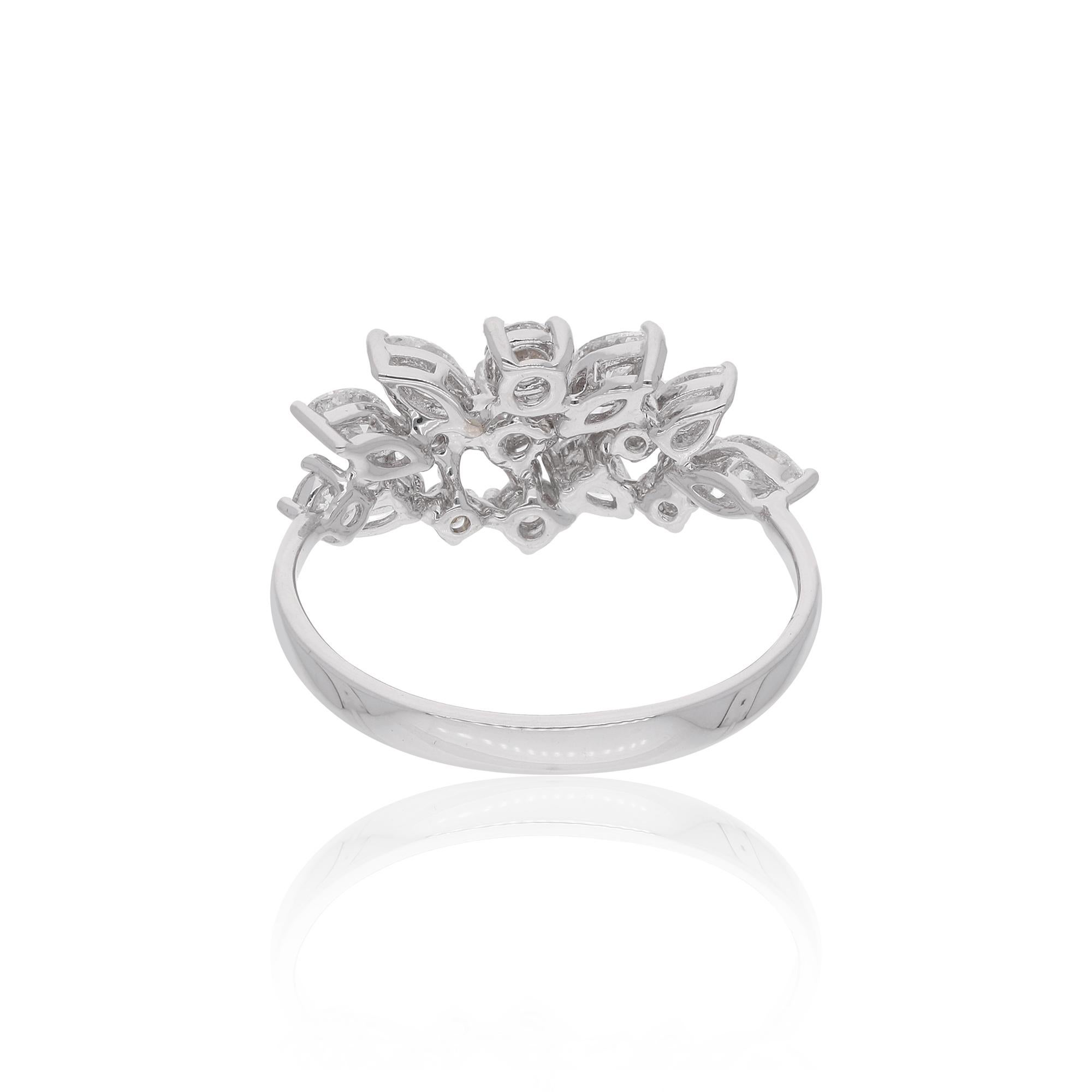 Modern Natural Multi Diamond Ring 18 Karat White Gold Handmade Fine Jewelry For Sale