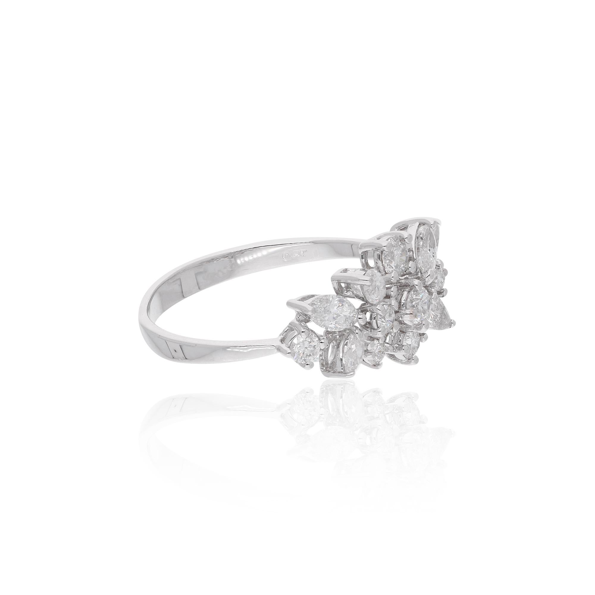 Natural Multi Diamond Ring 18 Karat White Gold Handmade Fine Jewelry In New Condition For Sale In Diera, Dubai