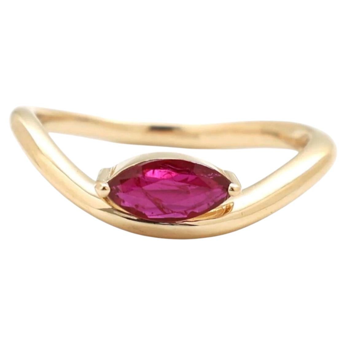 For Sale:  0.45ct Marquise Ruby 14K Yellow Gold Open Band Ring